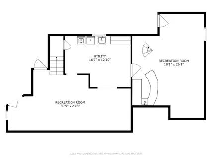 an aerial view of residential house with outdoor space and trees all around