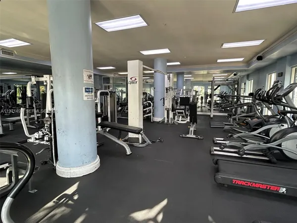 a view of a room with gym equipment