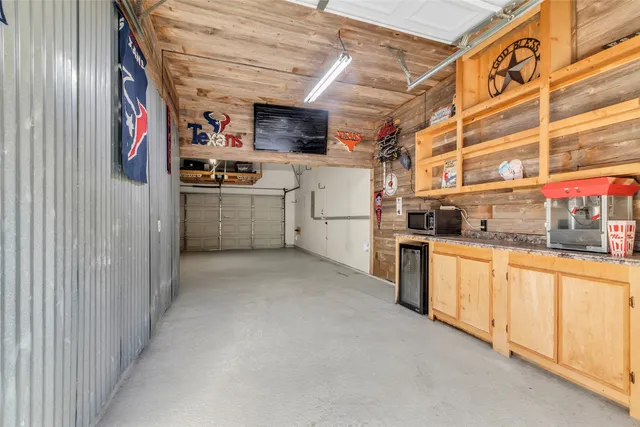 a view of a garage with rack