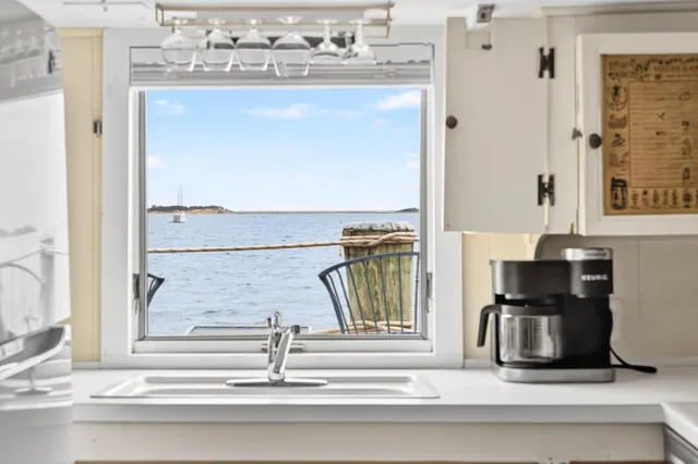 a view of a terrace with a garden