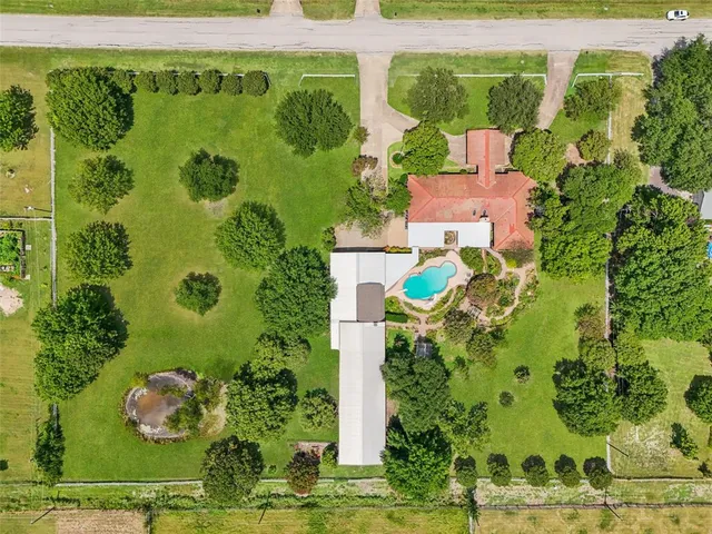 an aerial view of a house