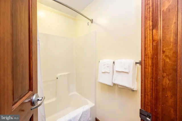 a bathroom with a bathtub