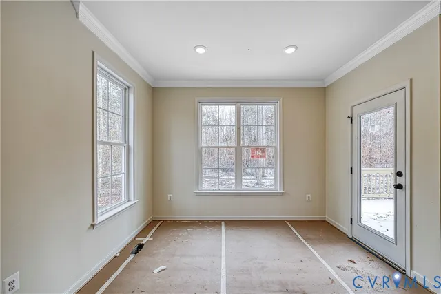 an empty room with windows