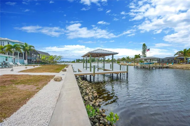 a view of a lake with houses
