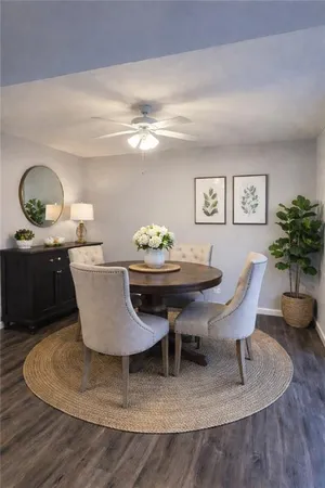 a living room with a couch and a table