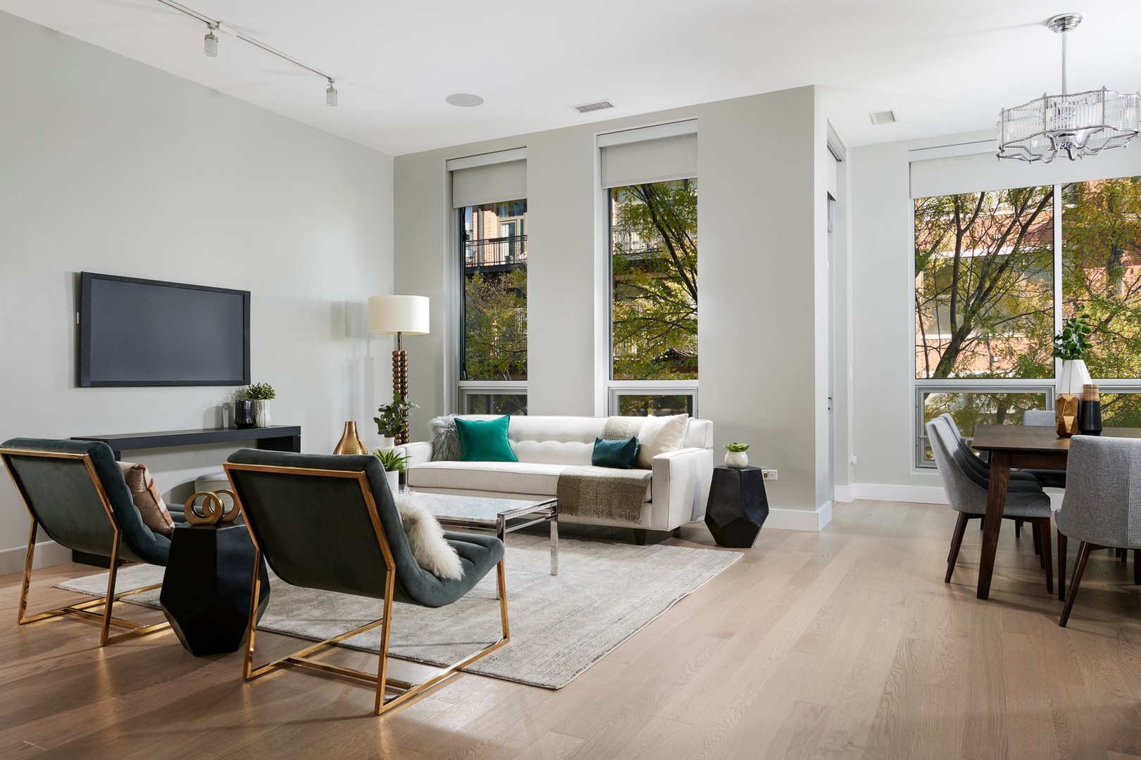1100 West Adams Street, Unit 2N Chicago, IL 60607 - Photo 7 of 23 a living room with furniture and a flat screen tv