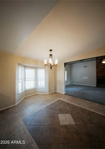 a view of a room with a window