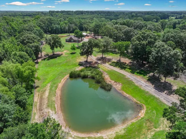 an aerial view of a house