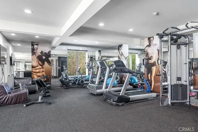 a view of a room with gym equipment