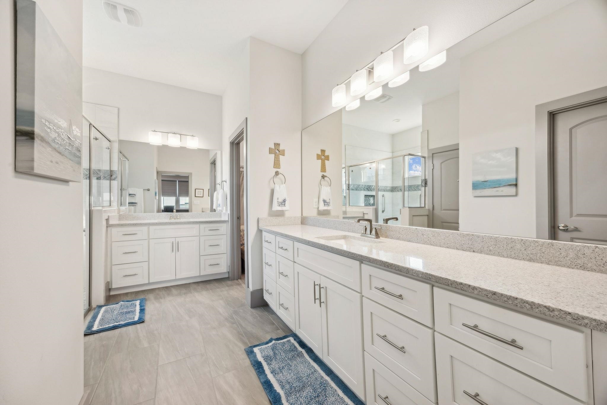 18 Rio Vista Drive Palm Coast, FL 32137 - Photo 40 of 73 Full bath featuring two vanities and a stall shower