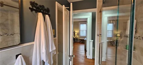 a bathroom with a shower