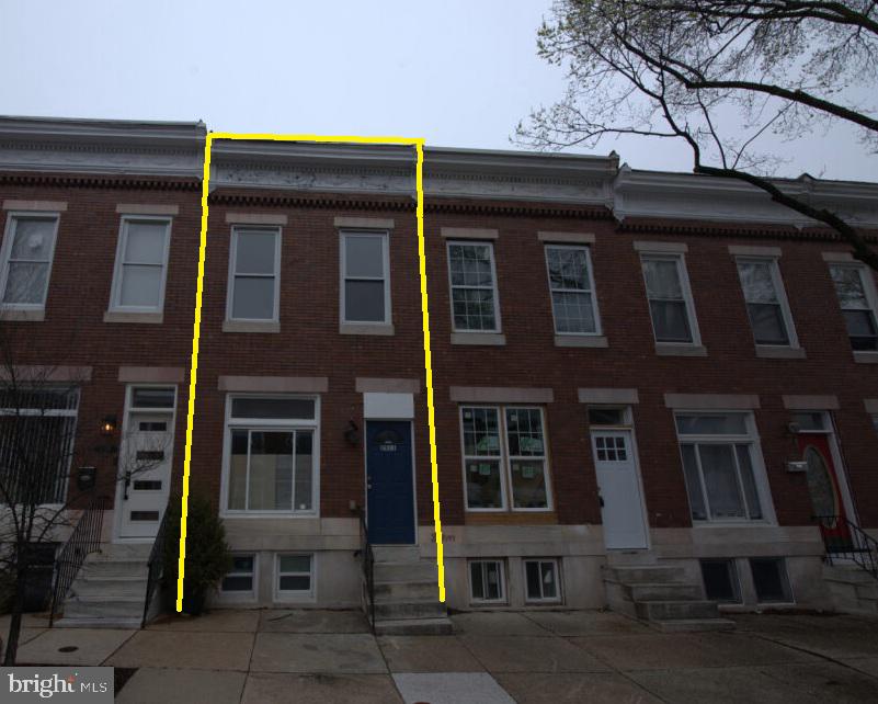 a view of a building with a door
