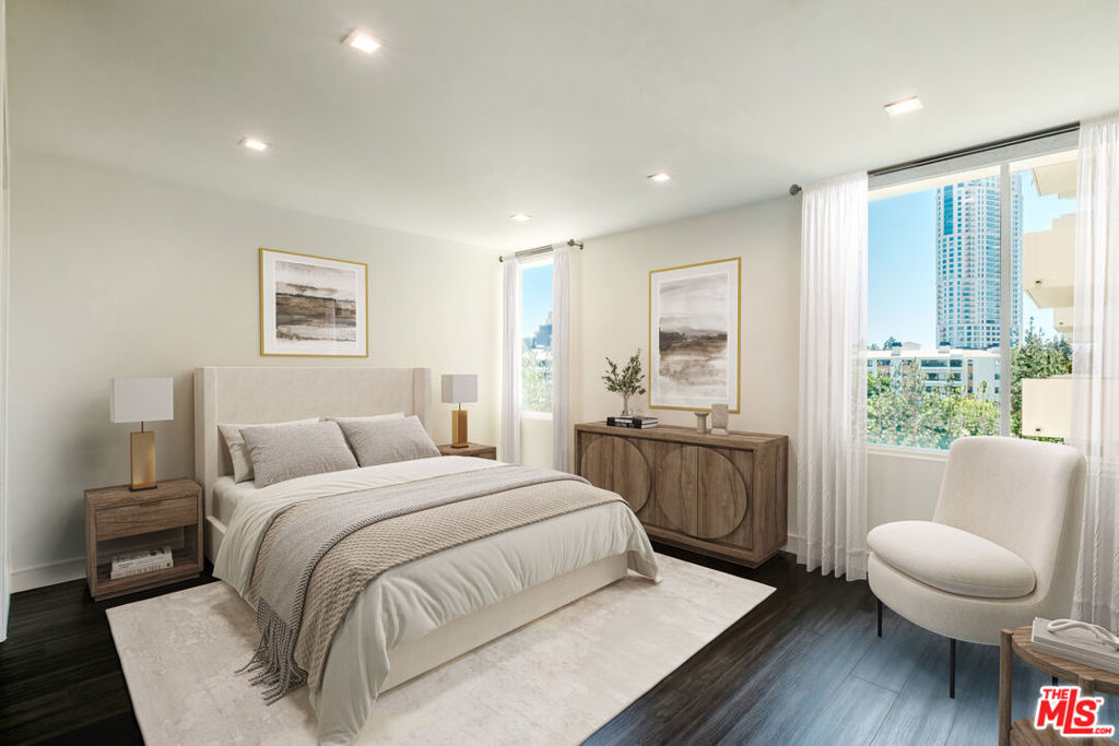 2160 Century Hill, Unit 803 Los Angeles, CA 90067 - Photo 6 of 17 a bedroom with a bed and a couch