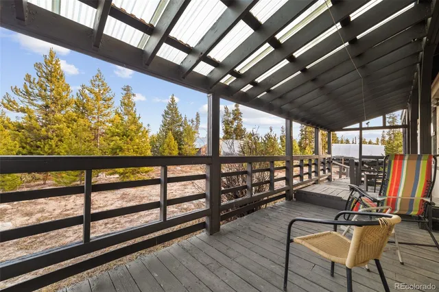 a view of a balcony with lots of stuff