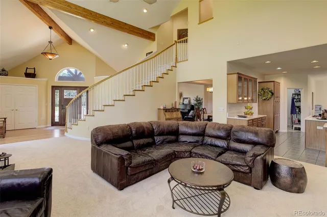 a living room with furniture