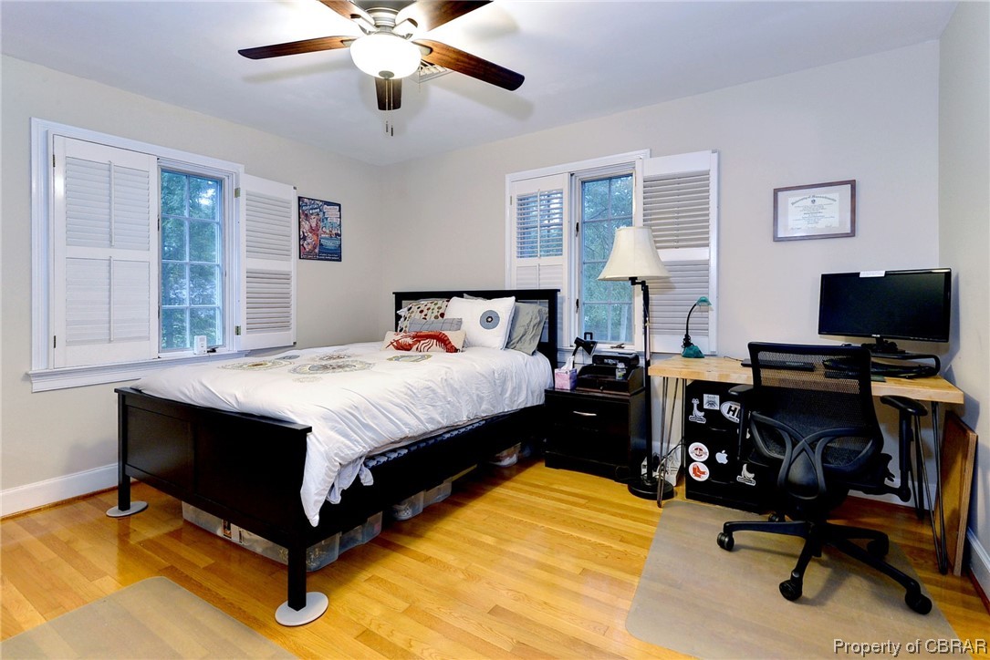 122 Selden Road Newport News, VA 23606 - Photo 19 of 38 Bedroom featuring hardwood flooring and ceiling fan
