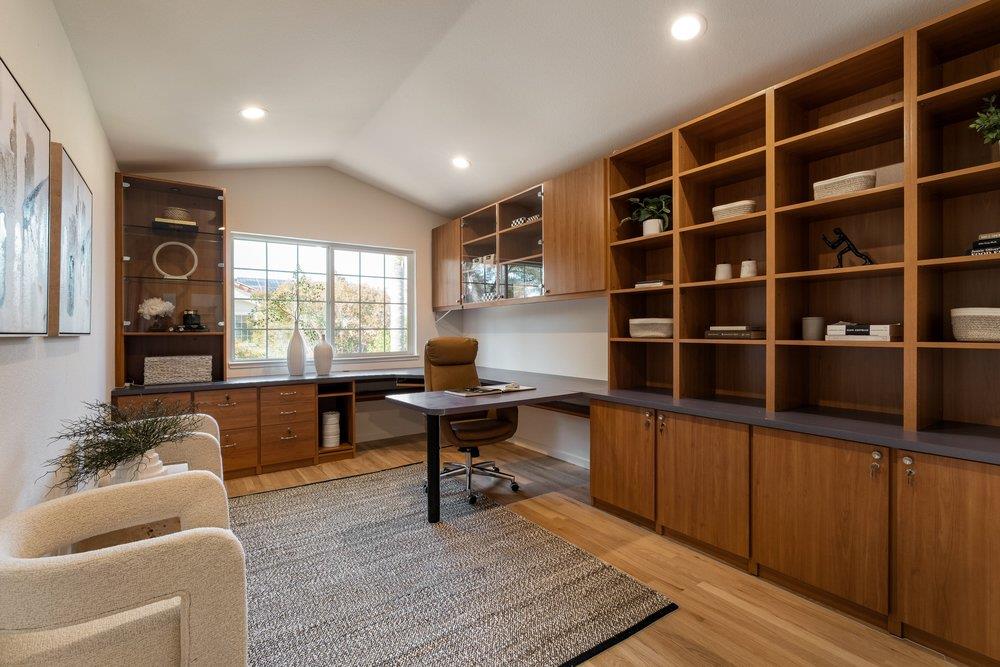 10496 South Stelling Road Cupertino, CA 95014 - Photo 33 of 54 a view of a workspace with furniture and a window