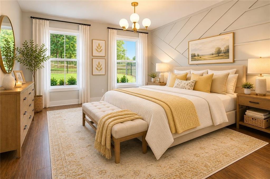 125 Old Alabama Road Southeast Emerson, GA 30137 - Photo 15 of 37 a spacious bedroom with a bed and a chandelier