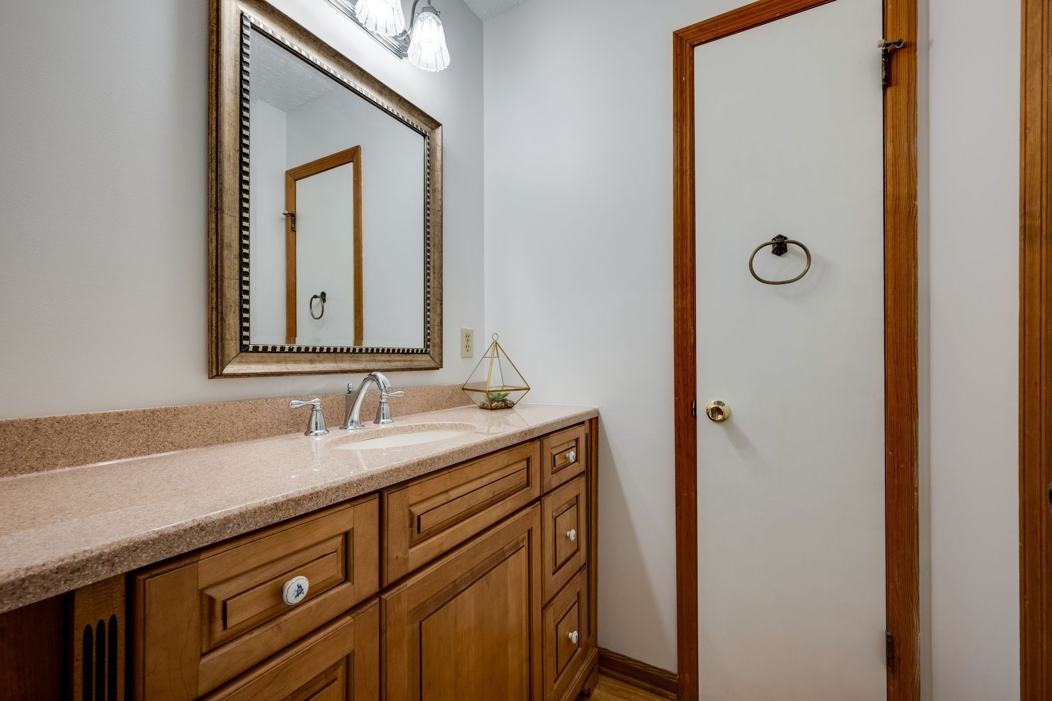 1085 Claylick Road White Bluff, TN 37187 - Photo 30 of 48 a bathroom with a granite countertop sink and a mirror