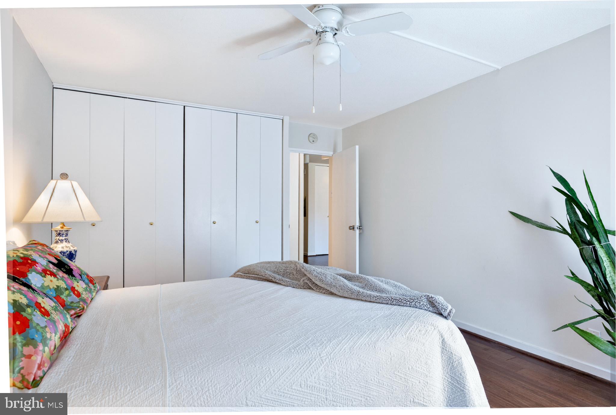 1245 4th Street Southwest, Unit E106 Washington, DC 20024 - Photo 6 of 33 a bedroom with a bed and a potted plant