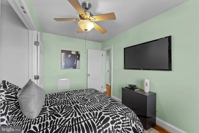 a view of an empty room with stairs