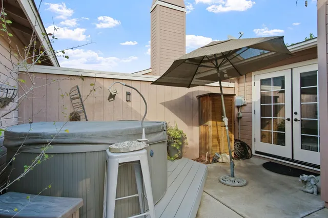 a view of a wooden door