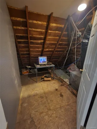 a view of room with racks