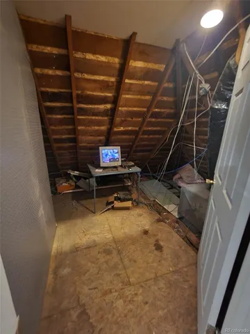 a view of room with racks