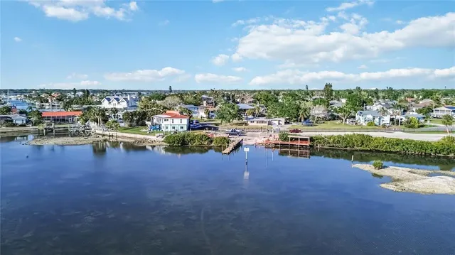 a view of a lake with houses