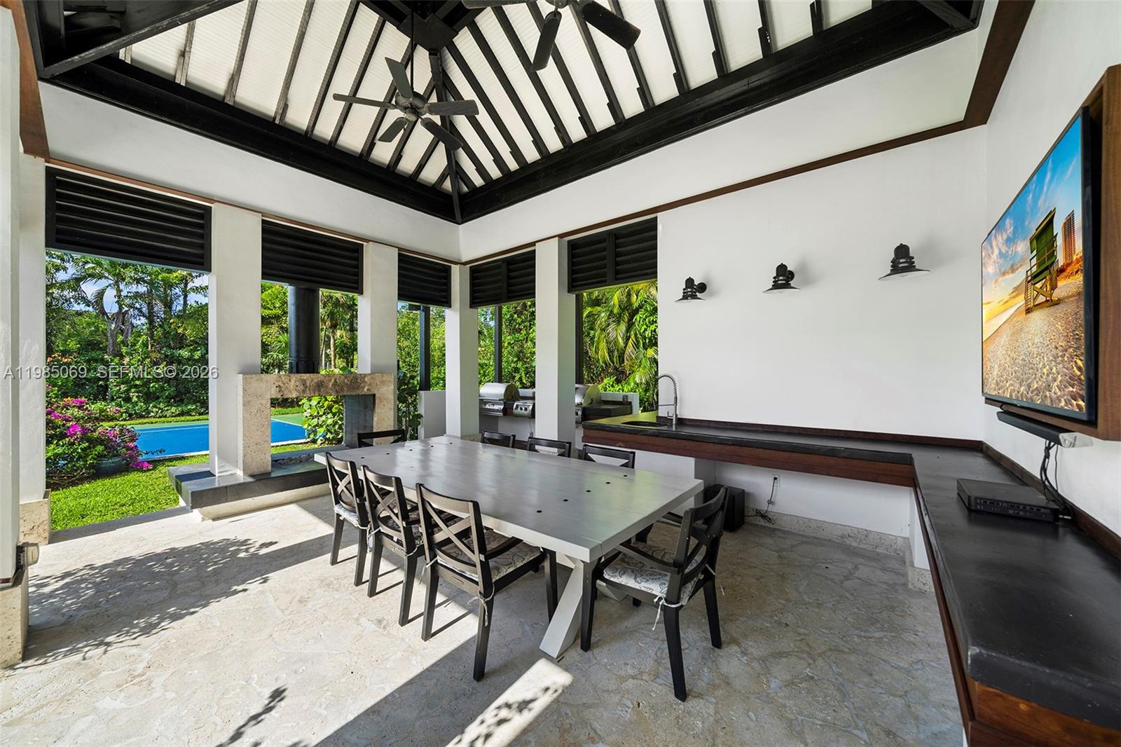 6700 Southwest 132nd Street Pinecrest, FL 33156 - Photo 10 of 99 Lania w/20' custom hand-built wood beamed ceiling