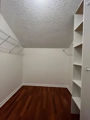 a view of an empty walk in closet