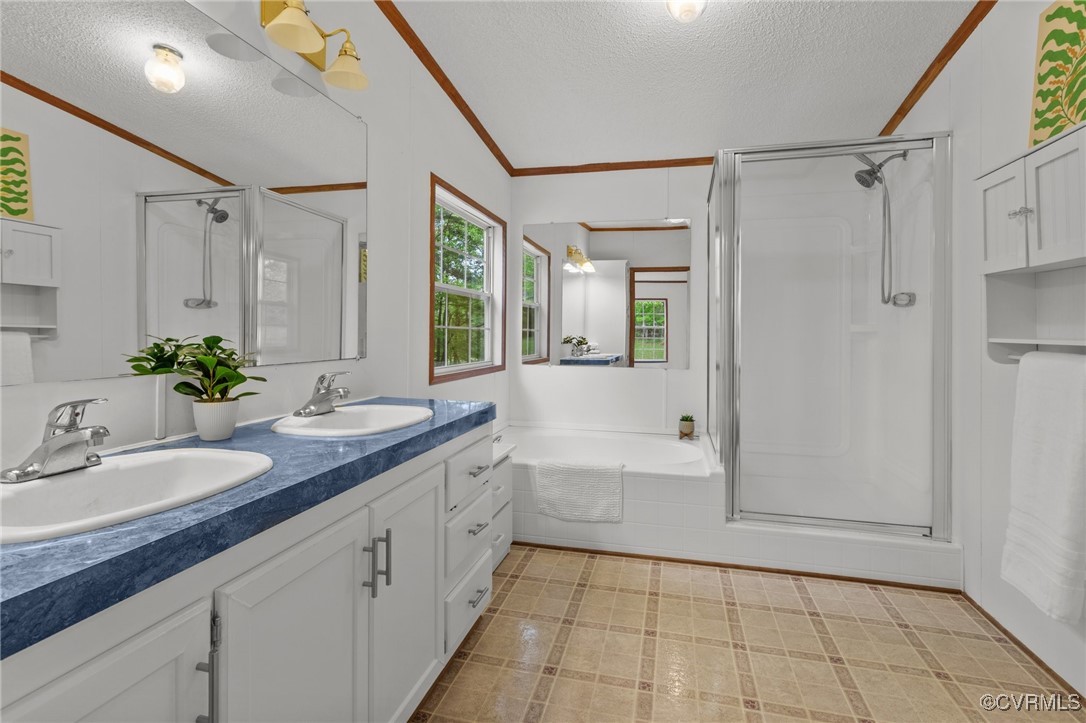 55 Redd Shop Road Farmville, VA 23901 - Photo 24 of 37 a spacious bathroom with a granite countertop sink mirror and shower