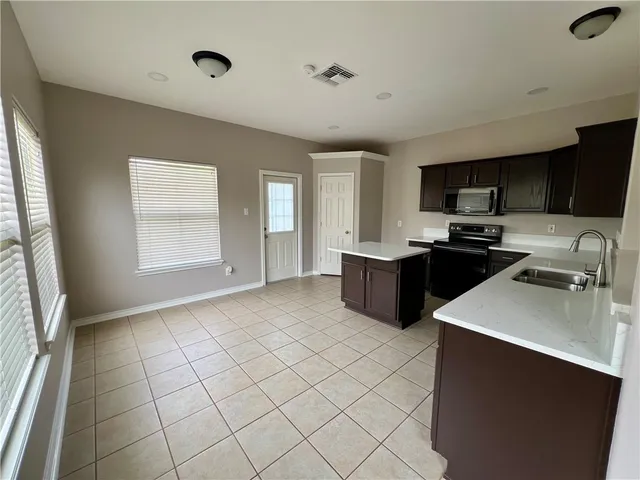 a kitchen with a sink cabinets and stainless steel appliances