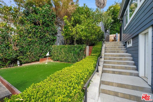 a view of a garden with small plants