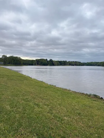 a view of a lake from a yard
