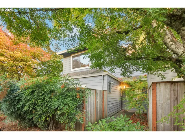 a view of a backyard with plants