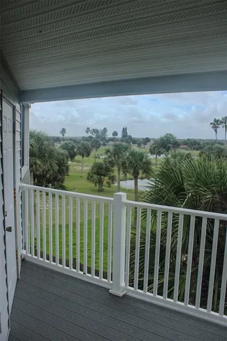 a view of a terrace with a bench