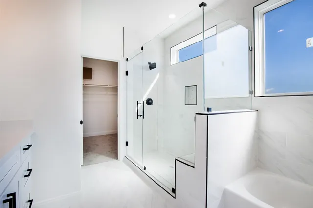 a bathroom with a shower