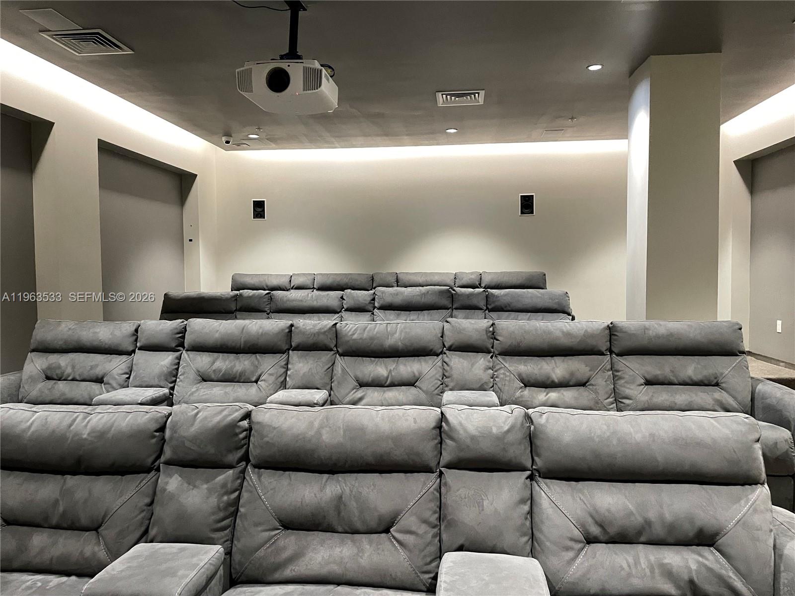 10275 Collins Avenue, Unit 427 Bal Harbour, FL 33154 - Photo 19 of 21 a living room with furniture and a projector screen