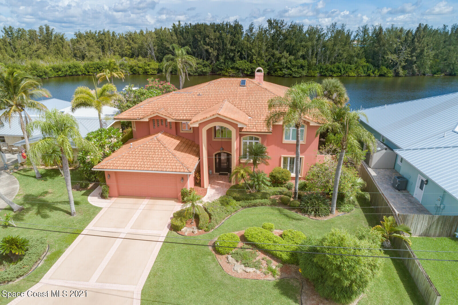 2021 Bali Road Cocoa Beach, FL 32931 - Photo 45 of 50 Front Elevation Aerial 2