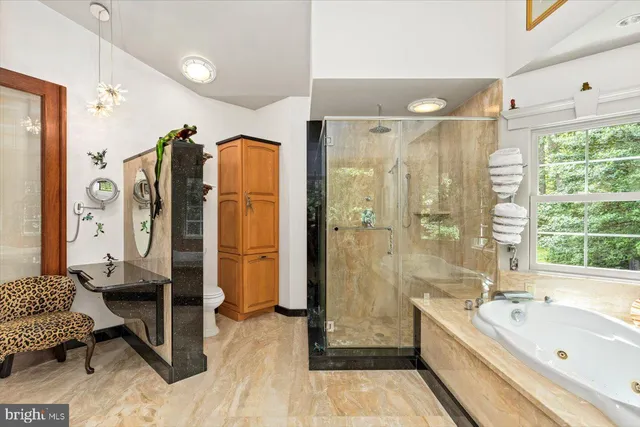 an aerial view of residential houses with outdoor space and trees all around