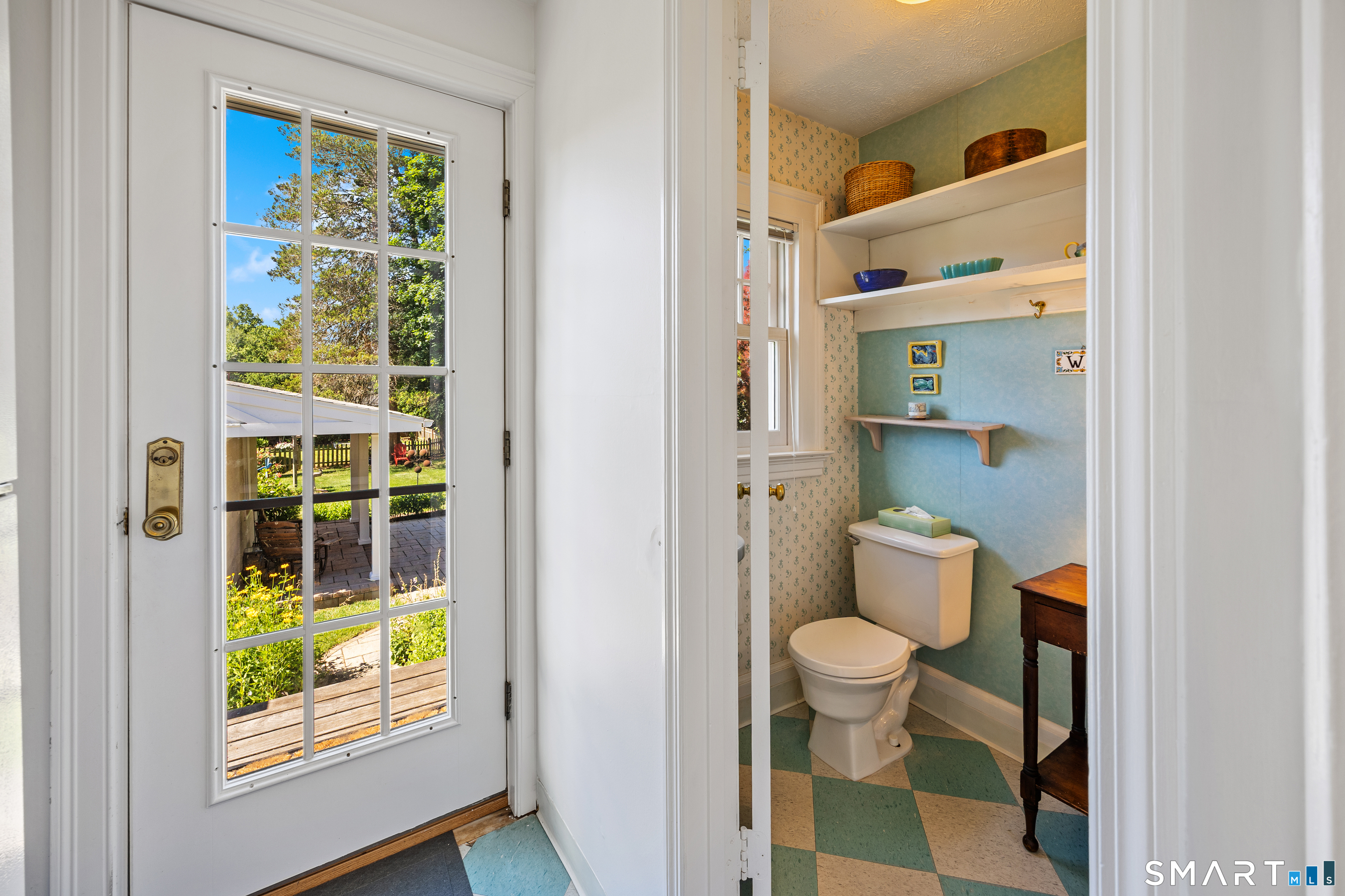 405 Fort Hale Road New Haven, CT 06512 - Photo 12 of 33 Back door to deck/yard, with powder room
