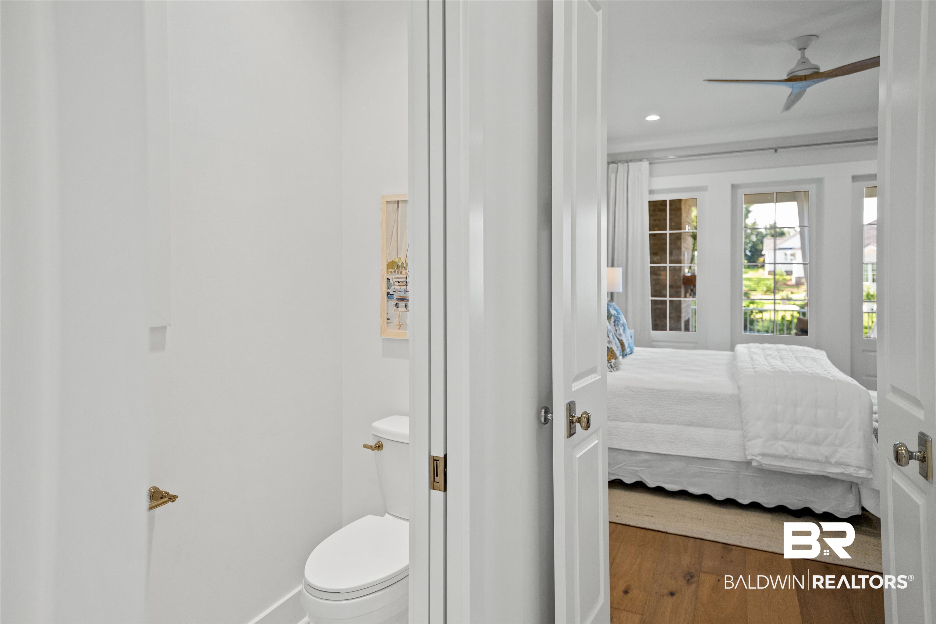 156 Hyacinth Street Fairhope, AL 36532 - Photo 43 of 61 Ensuite bathroom featuring wood finished floors, ceiling fan, and recessed lighting