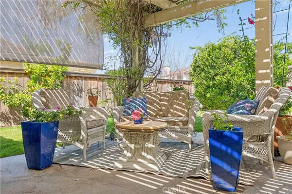 a view of outdoor seating space