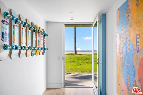 a view of an entryway with a garden