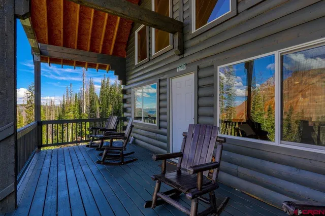 a building outdoor space with patio furniture