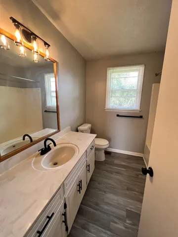 a bathroom with a sink and a large mirror