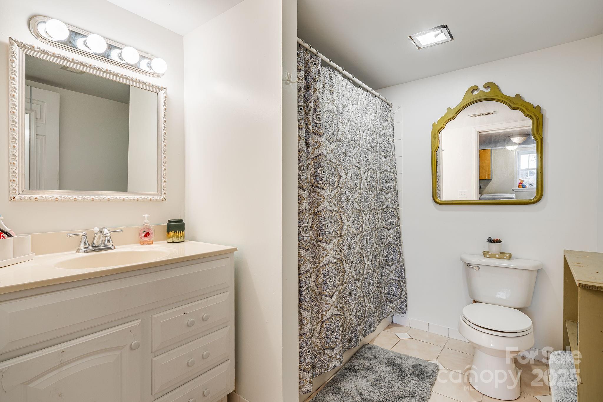 195 Whitmire Road Brevard, NC 28712 - Photo 18 of 30 a bathroom with a toilet sink and mirror