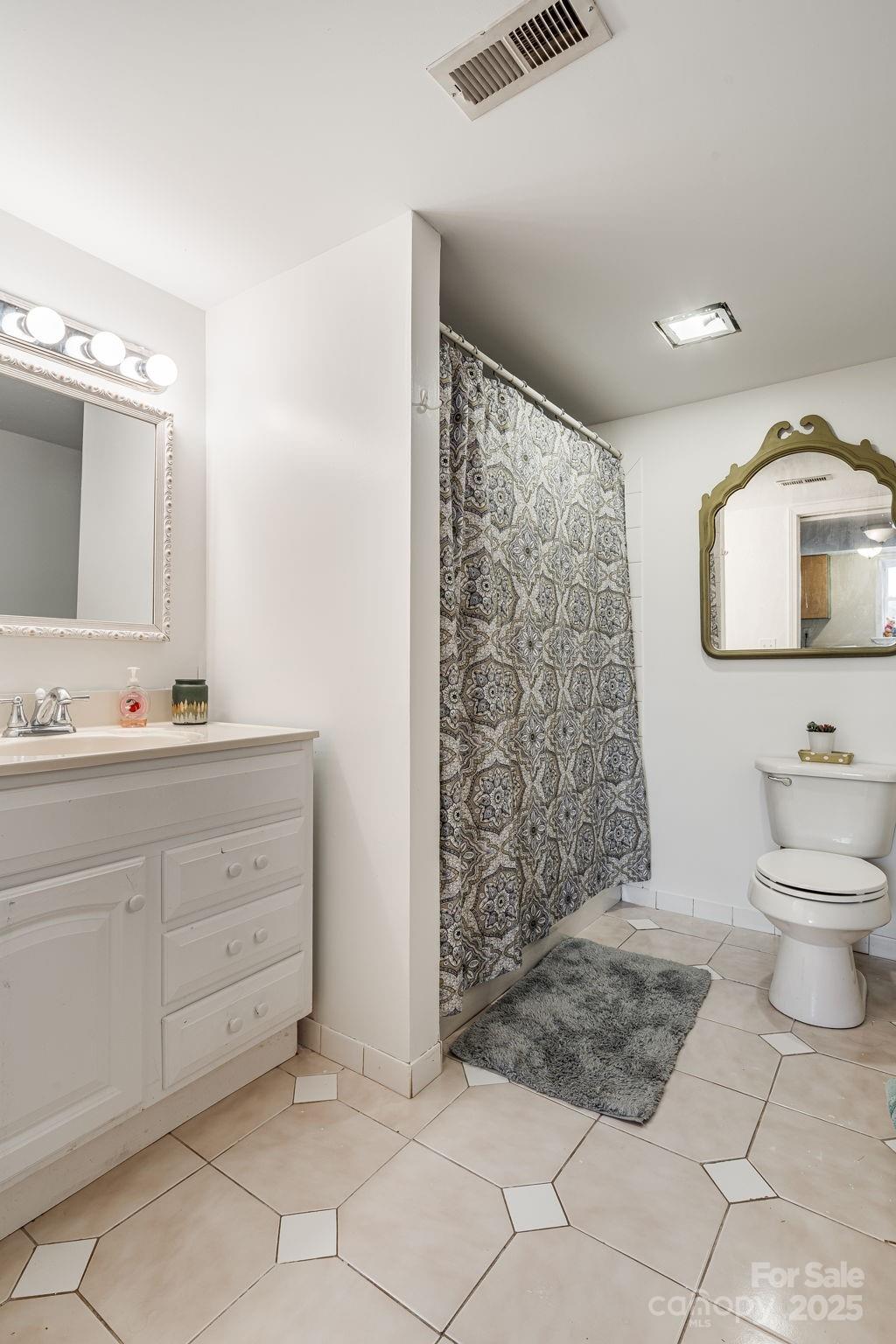 195 Whitmire Road Brevard, NC 28712 - Photo 19 of 30 a bathroom with a toilet sink and mirror
