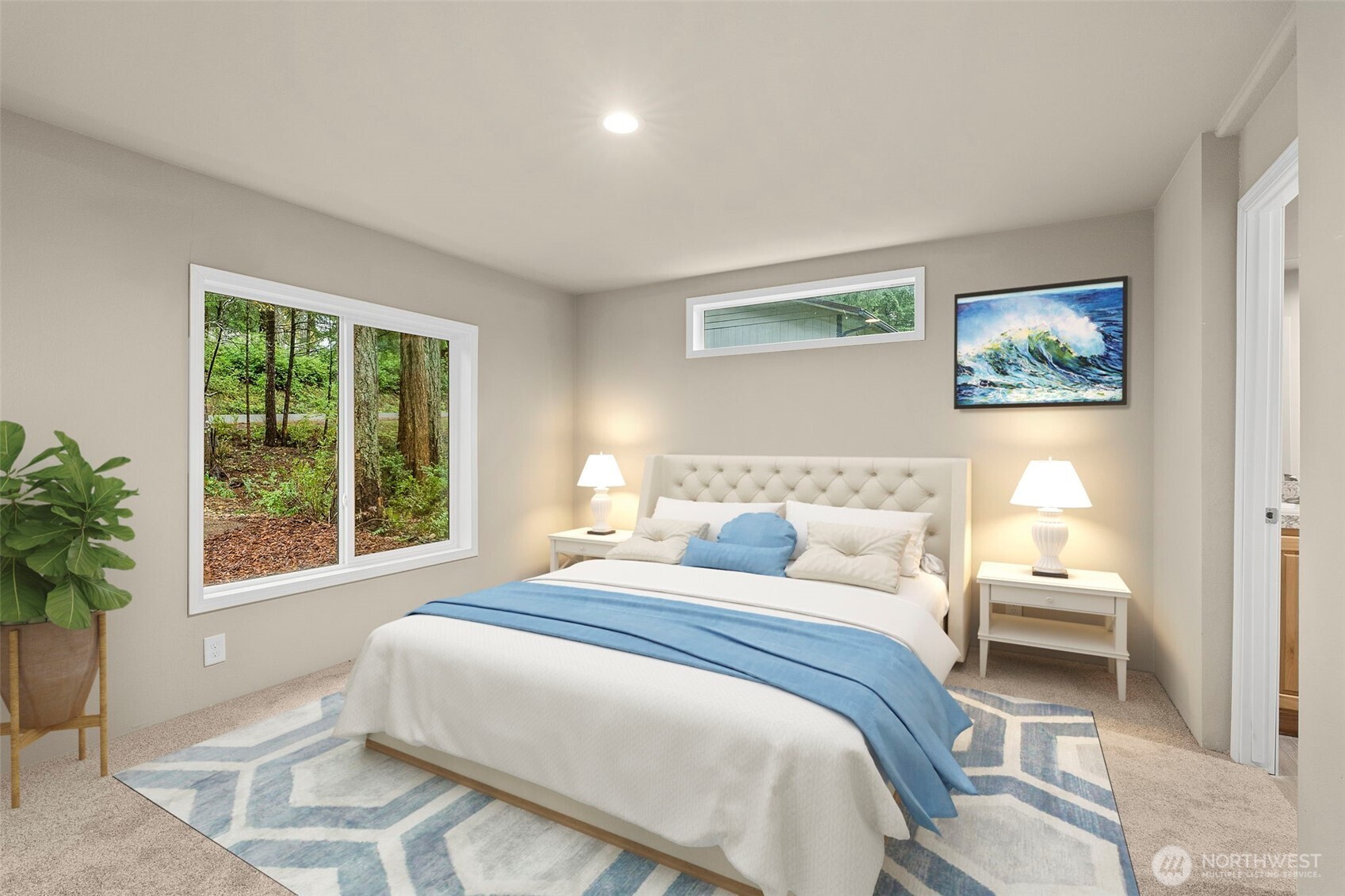 141 East Dalkeith Road Shelton, WA 98584 - Photo 14 of 38 a bedroom with a bed and a painting on the wall